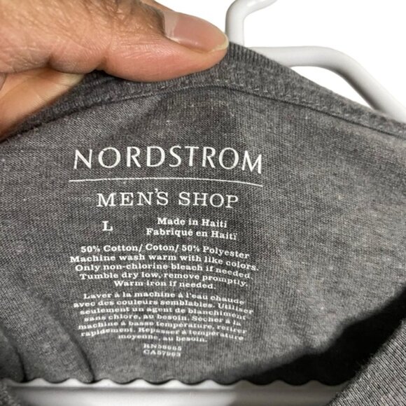 Nordstrom Men's Shop Gray V-Neck Long Sleeve T-Shirt - Picture 5 of 6